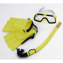 (As show, One size) Snorkeling kit and silicone fins for boy and girlChildren's diving goggles diving suit swimming goggles diving fins (shoe size 30-35 yards)