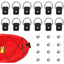 (As show, One size) 12 Kayak D Ring Tie Down Kayak Boat Rig D Ring Safety Tie Down Buckle Deck Mount Accessories with 12 M6 Screws Kayak Accessories for Canoe Kayak Boat