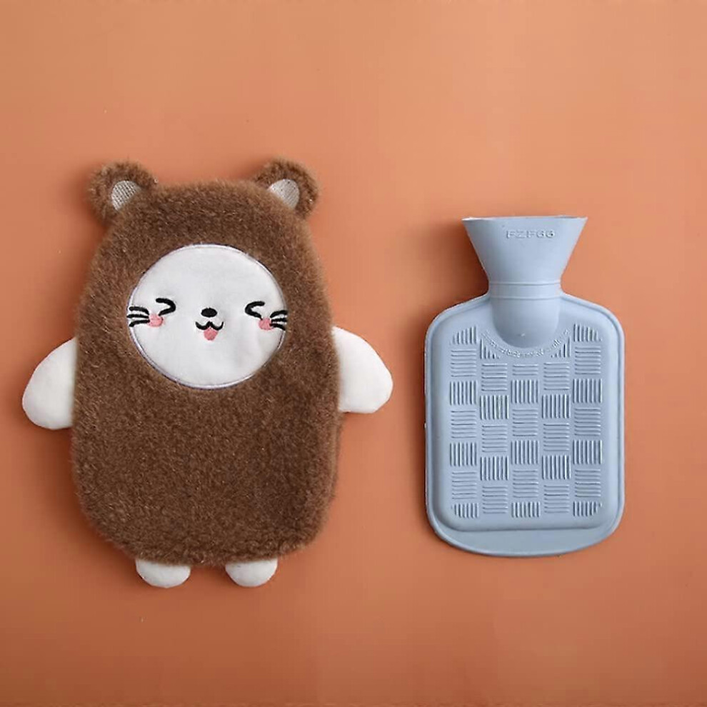 (As show, One size) Hot Water Bottle with Soft Natural Rubber Cover Leak Proof Hot Water Bottle with Removable Cover 0.5 Liters Provide Warmth and Com