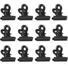 (As show, One size) Small Clips, 50pcs Metal Bulldog Binder Clips, 22mm Bulldog Paper Clips, Black Hinge Clips for Food Bags, Photos, Home Office Supplies (Black)