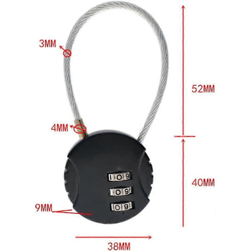 (As show, One size) 5 Pcs Security Padlocks, 3 Digit Security Cable Combination Padlock, Code Padlock, Luggage Padlock, for Suitcase, Travel Bag, Locker or Backpack 1