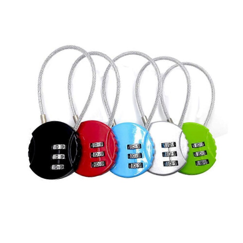 (As show, One size) 5 Pcs Security Padlocks, 3 Digit Security Cable Combination Padlock, Code Padlock, Luggage Padlock, for Suitcase, Travel Bag, Locker or Backpack