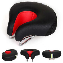 (As show, One size) Comfortable Ergonomic Shockproof Mountain Bike Saddle Red