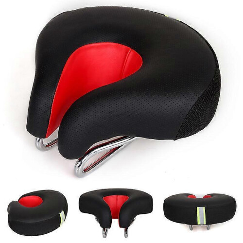 (As show, One size) Comfortable Ergonomic Shockproof Mountain Bike Saddle Red