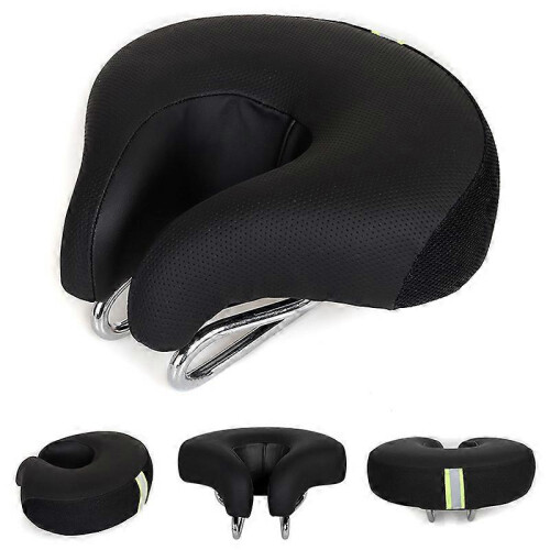 (As show, One size) Comfortable Ergonomic Shockproof Mountain Bike Saddle black
