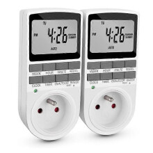 (As show, One size) Electrical and Digital Socket Timer, 10 Daily Weekly Programs Digital Socket Timer with Anti-Theft Mode and Large LCD Display, Save Electricity (Pack