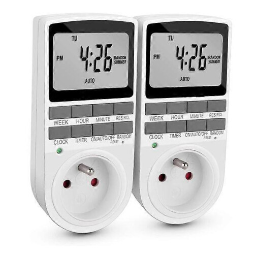 (As show, One size) Electrical and Digital Socket Timer, 10 Daily Weekly Programs Digital Socket Timer with Anti-Theft Mode and Large LCD Display, Save Electricity (Pack