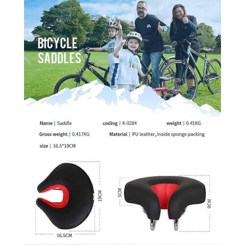 (As show, One size) Comfortable Ergonomic Shockproof Mountain Bike Saddle black 1