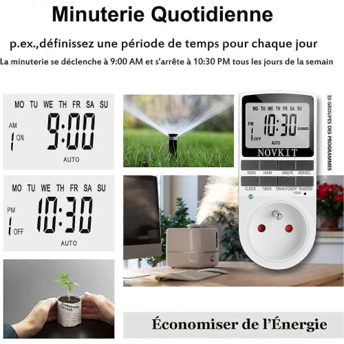 (As show, One size) Electrical and Digital Socket Timer, 10 Daily Weekly Programs Digital Socket Timer with Anti-Theft Mode and Large LCD Display, Save Electricity (Pack 2