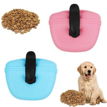 (As show, One size) 2PCS Silicone Dog Treat Pouch-Small Training Bag-Portable Dog Treat Bag for Leash with Magnetic Closure and Waist Clip(bag only, Blue, Pink) , pet tra