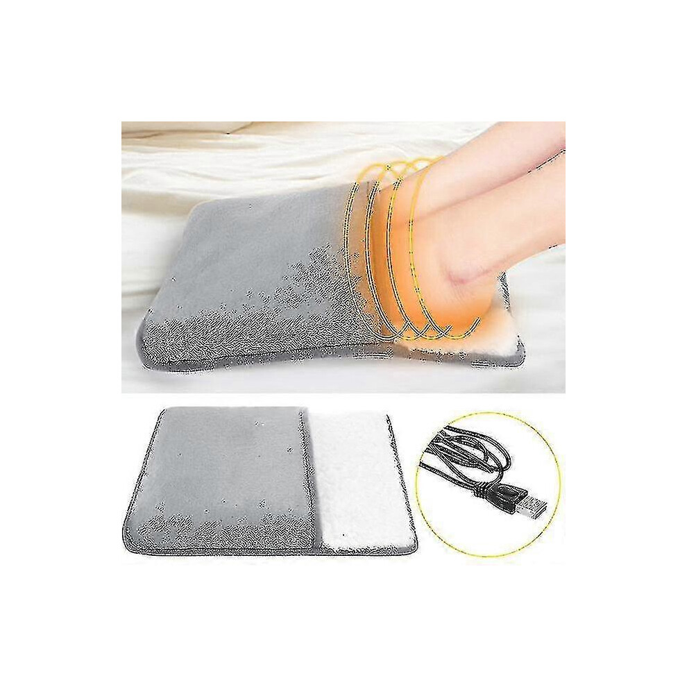(As show, One size) Electric Foot Heating Pad Winter Feet Warmer Flannel Thermostat Heater Mat Blanket