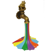 Rainbow Faucet Garden Statue Sculpture Yard Housewarming Resin Frog Figurine