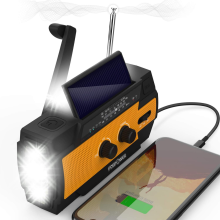 Wind Up Radio, AM/FM Battery Radio with 4000mAh Power Bank, Solar Radio with Torch, Reading Lamp, Hand Crank Charging, SOS Alarm (Model A3)