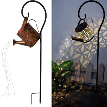 Merrytech Solar Lanterns Outdoor Waterproof,Metal Watering Can Sun Garden Decor,Hanging Solar Lights Yard Art,Without hook Large