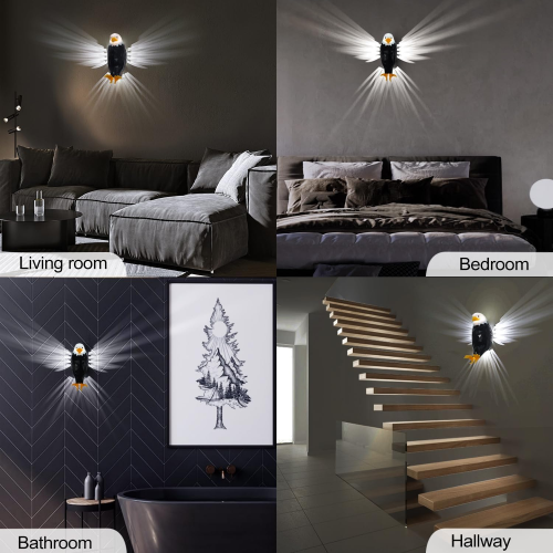 Bald Eagle Wall Light,Night Light with Remote Control, Magnetic Wall Mounted Eagle Lamp for Bedroom, Living Room Removable Charging Eagle Light 2