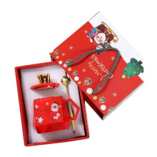 Christmas Porcelain Coffee Mug Set with Lid Cover and Spoon for Office Hotel