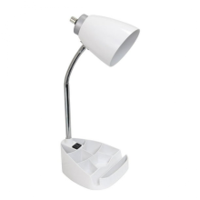 Schwanenhals-Organizer-Schreibtischlampe mit iPad-Tablet-Ständer, Buchhalter und Ladesteckdose