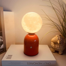 Mondlampe, wiederaufladbare, batteriebetriebene Nachttischlampe, 3 Farben, Touch-Steuerung, kabellos, LED-Lampe für Zuhause, Hochzeiten, Par