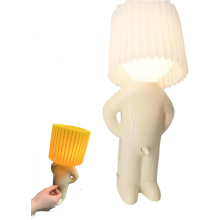 Ein kleiner schüchterner Mann, frecher kleiner Junge, Schreibtischlampe, kleine Tischlampe, Nachtlicht(Weiß)