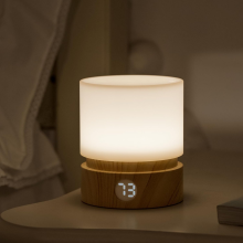 Timer-Nachtlicht, kleine LED-Schlafzimmerlampe, Nachttischlampe, Nachtlicht für Kinder, Baby-Stillen, Holzmaserung