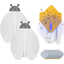 2er-Pack fliegende Insektenfallen für den Innenbereich, elektrischer Fliegenfänger, Lockstoff mit UV-Licht und 15 Nachfüllpackungen für Kleb