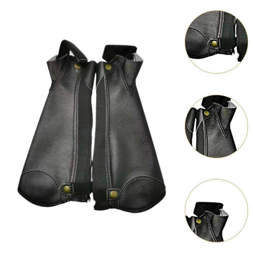 (L,Black)Equestrian Boot Tops Protector Equestrian Half Chaps Horse Riding Boot Cover S 2
