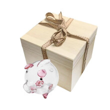 (8.5cmx6.5cm, Pink) Small Piggy Bank Money Bank Collectible Souvenir Educational Glass Cute Pig Figurine Money Saving Jar for Girls Boys Festival