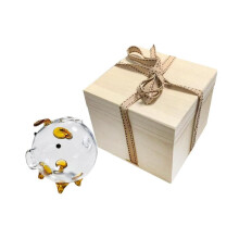 (8.5cmx6.5cm, Gold) Small Piggy Bank Money Bank Collectible Souvenir Educational Glass Cute Pig Figurine Money Saving Jar for Girls Boys Festival