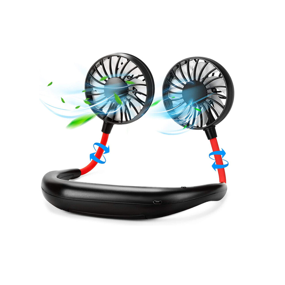 Flemye (Black) Wearable Neckband Fans Usb Rechargeable Leafless Mini Neck Fan Air Conditioner Cool Portable Bladeless Hanging Fans
