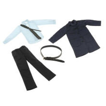 (Multi, dark bule) 1/6 Male Figure Clothes Action Figures Clothes Windbreaker Pants Shirt Belt Handmade Outfit Full Suit for 12'' Action Figures