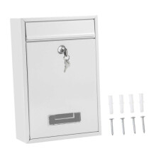 (32cm x 22cm x 8.5cm, White) Wall Mounted Mailbox Lockable with 2 Keys Metal Postbox for Door Office Home Black