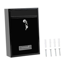(32cm x 22cm x 8.5cm, Black) Wall Mounted Mailbox Lockable with 2 Keys Metal Postbox for Door Office Home Black
