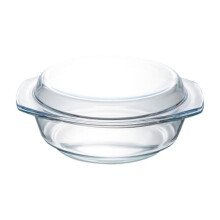 (0.65L, Clear) Glass Casserole Dish with Glass Lid Round Baking Dish for Oatmeal Salad Milk 0.65L