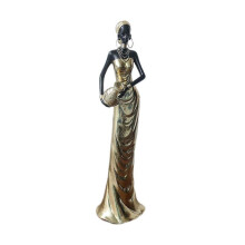 African Figurine Resin Creative Tribal Lady Statue for Fireplace Office Desk