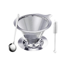 (M,Argent)Pour over Coffee Filter Tea Pot Drain Easy to Use Stainless Steel Filter Set S