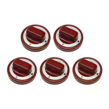 5 Stück BBQ-Grillknopf, rot, hochtemperaturbeständig, rund, Bakelit, Drehschalter mit bedrucktem O-Ring