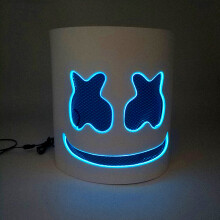(EL Mask 15, one size) LED DJ Mask Headgear Lifelike Marshmello Mask Breathable Helmet Mask Carnival Festival Halloween Party Props Cosplay.Costume