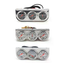 2 52mm Schwarz weiß Gesicht Chrom Panel Triple Gauge Set Öl Druck Wasser Temp Ampere Volt meter