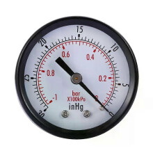 Dry Utility -tyhjiöpainemittari BlkSteel 1/4 Center Back -30HG/0PSI