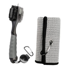 (Multi, Gray) Golf Towel Golfer Golf Cleaning Brush for Outdoor Sports Beginners Black