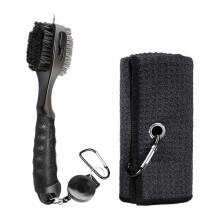 (Multi, Black) Golf Towel Golfer Golf Cleaning Brush for Outdoor Sports Beginners Black