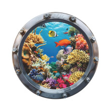 Window Decals Murals Coral Fish Toilet Cover Sticker for Door Furniture