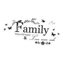 Family Letter Wall Sticker PVC Love Family Wallpaper for Home Office Ceiling