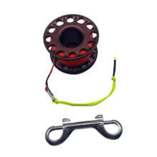 (rope 30meters, Brown Reel) Scuba Diving Reel Diving Spool with 30M/100ft High Visibility Line and Clip Black Reel