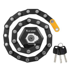 Folding Bike Lock, Bike Chain Lock, Heavy Duty Alloy Steel, Bicycle Foldable Lock with Mounting Bracket, Anti-Theft Strong Security, with 3 Keys, 79cm