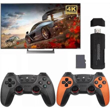 (64G) Retro Games Console,X2 Plus Game Stick Retro Console Double Wireless Controller,35000+ Games