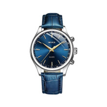 2024 New Men Watch Blue Leather Band Round Dial Analog Quartz Wrist Watch Man Daily