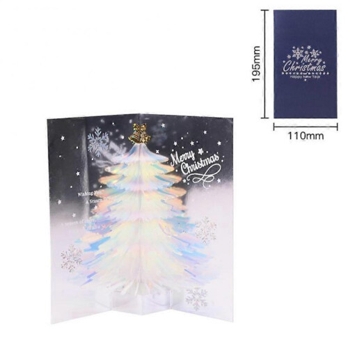 (white) Unique Shimmering Festive 3d Mesmerizing Luminous Christmas Card Creative 3d
