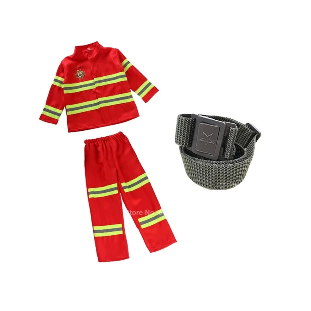 Photos - Fancy Dress Kids Firefighter Halloween Cosplay Uniform Toys Children Sam Firemen Role Work Clothing Suit Boy Girl Perfor(Beige, 100 CM)