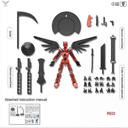 (red) 5th Gen Dummy13 Action Figure,Multi-Jointed Movable Toys DIY Assembled Model